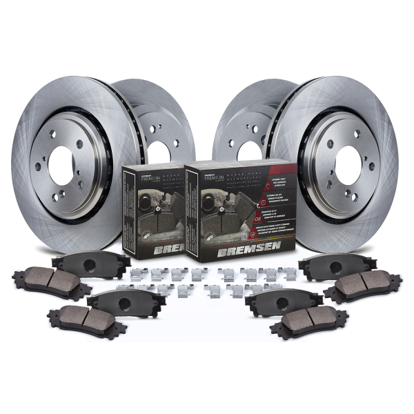 Bremsen Front and Rear Ceramic Brake Pads and Profusion Front and Rear Rotor Kit Fits 2013-2015 Acura ILX