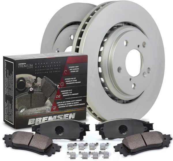 Bremsen Front Ceramic Brake Pads and Bremsen Coated Front Brake Rotor Kit Fits 2009-2014 Acura TSX